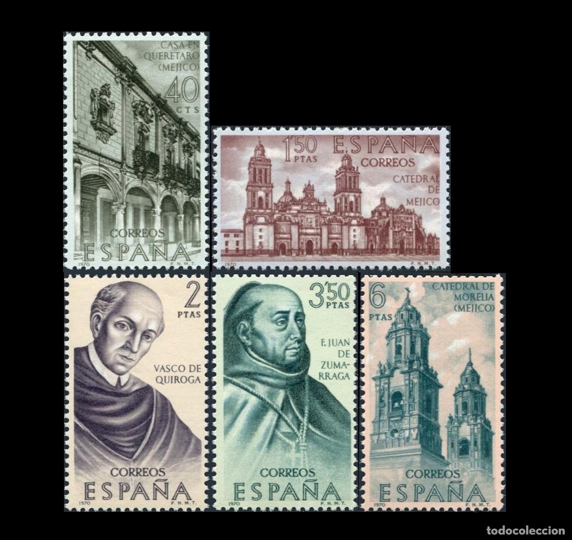 Sellos: Espa&ntilde;a 1970 | Forjadores de Am&eacute;rica (XI) / M&eacute;xico | Ed 1996/2000 - Yv 1651/5 - Mi 1889/93 MNH **