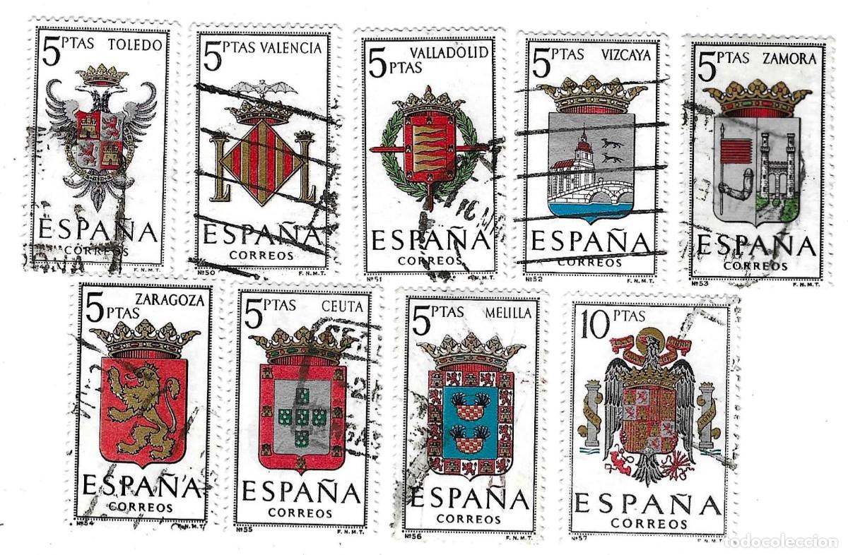 Sellos: Serie usada Espa&ntilde;a. Edifil n&ordm; 1696-704. Escudos de Capitales de Provincias. ref- 1u-1696-704