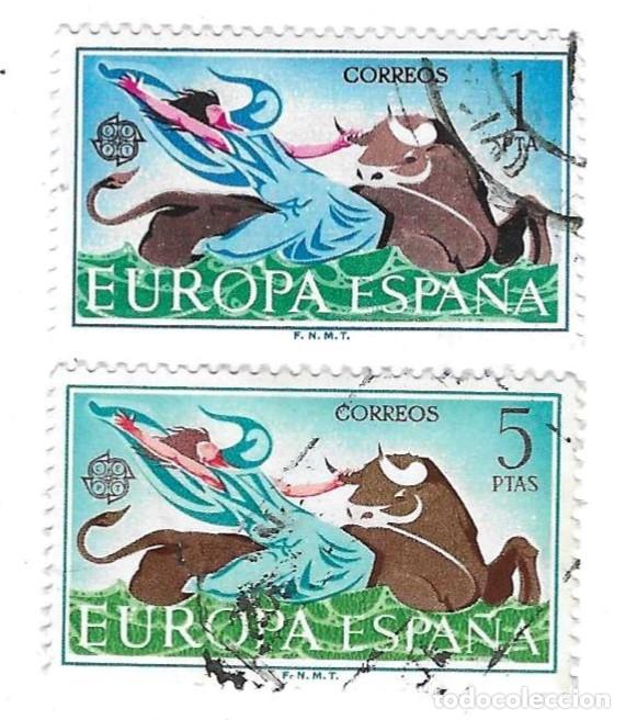Sellos: Serie usada Espa&ntilde;a. Edifil n&ordm; 1747-8. Europa-CEPT. El Rapto de Europa por Zeus. ref. 1u-1747-8