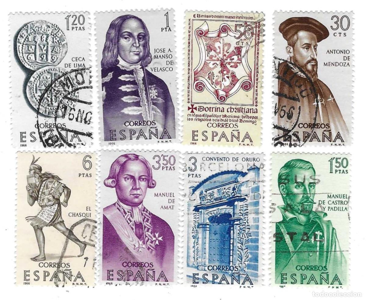 Sellos: Serie usada Espa&ntilde;a. Edifil n&ordm; 1750-7. Forjadores de Am&eacute;rica. ref. 1u-1750-7