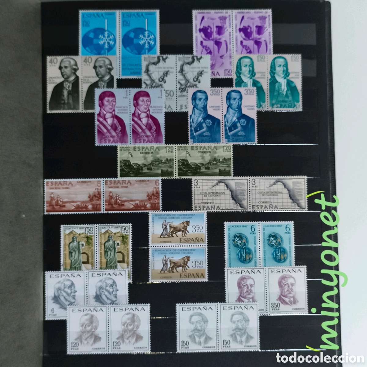 Sellos: 34 sellos Espa&ntilde;a 1967 en bloque de 2 - 1817 a 1833
