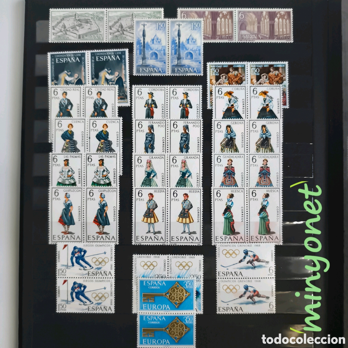 Sellos: 42 sellos Espa&ntilde;a 1967 y 1968 nuevos bloque de 2 - 1834 a 1853 + 1868