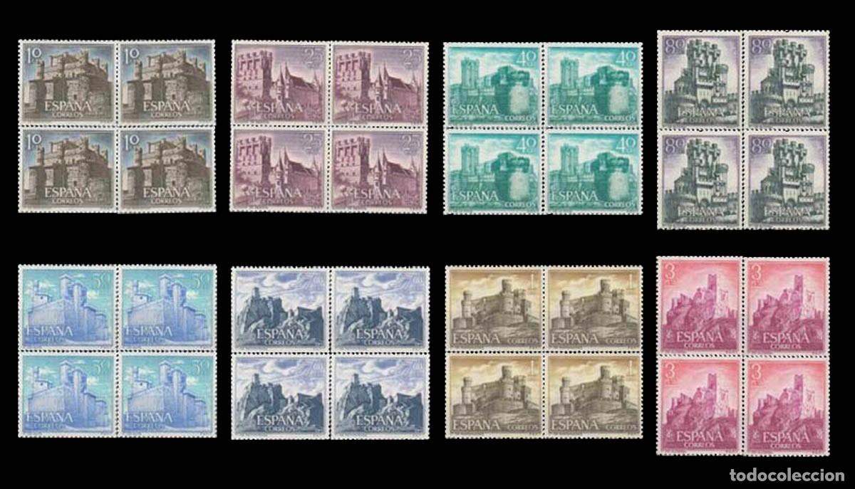Sellos: 8 bloques Edifil 1738-1745 nuevos sin charnela MNH ** 1966 Castillos de Espa&ntilde;a