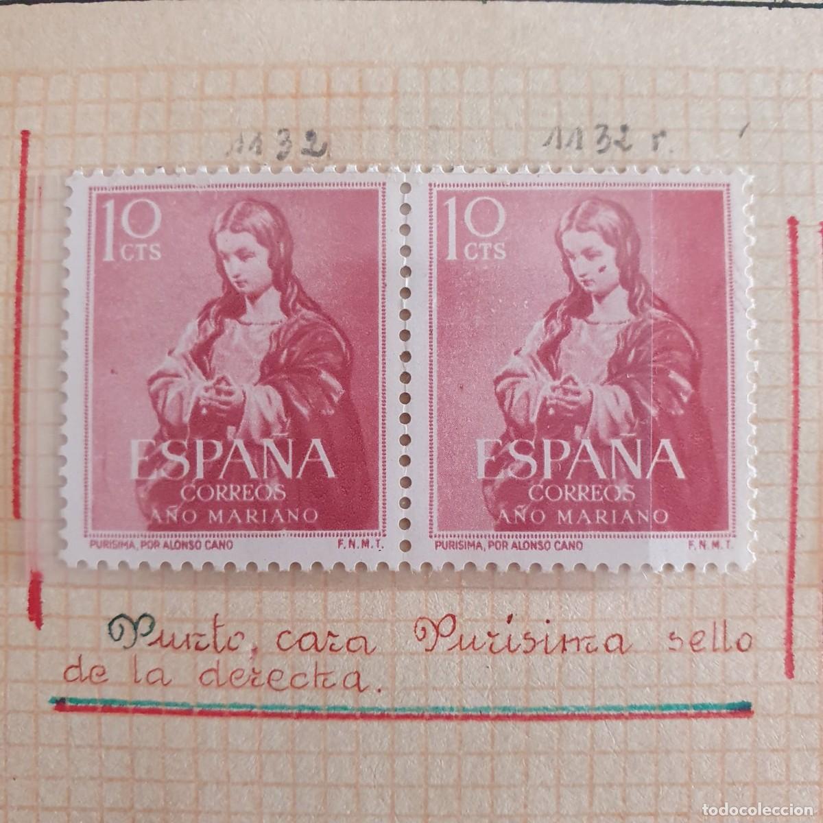 Sellos: PAREJA EDIFIL 1132 * VARIEDAD punto cara ESPA&Ntilde;A 1954
