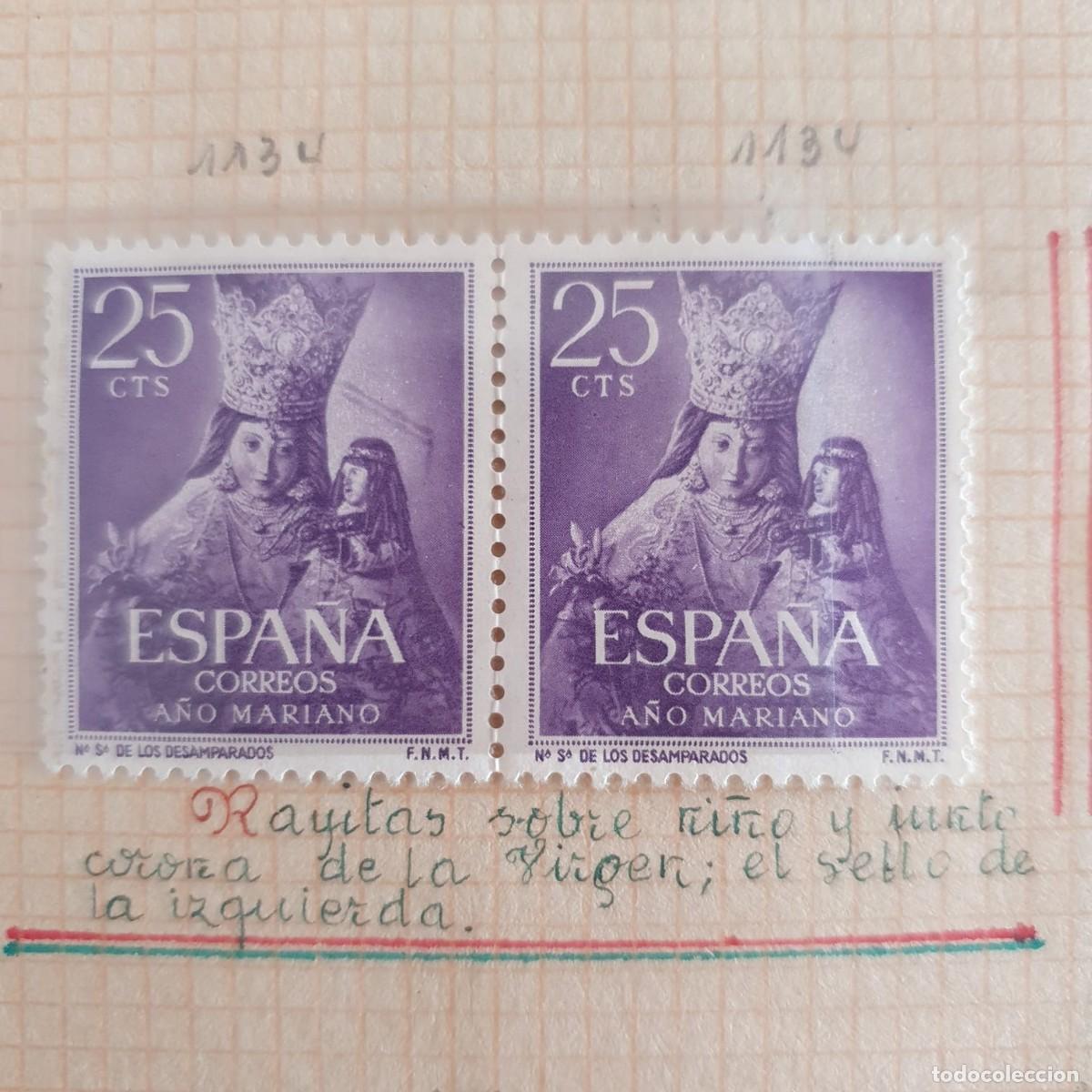 Sellos: PAREJA EDIFIL 1134 * VARIEDAD RAYADO SOBRE CORONA ESPA&Ntilde;A 1954