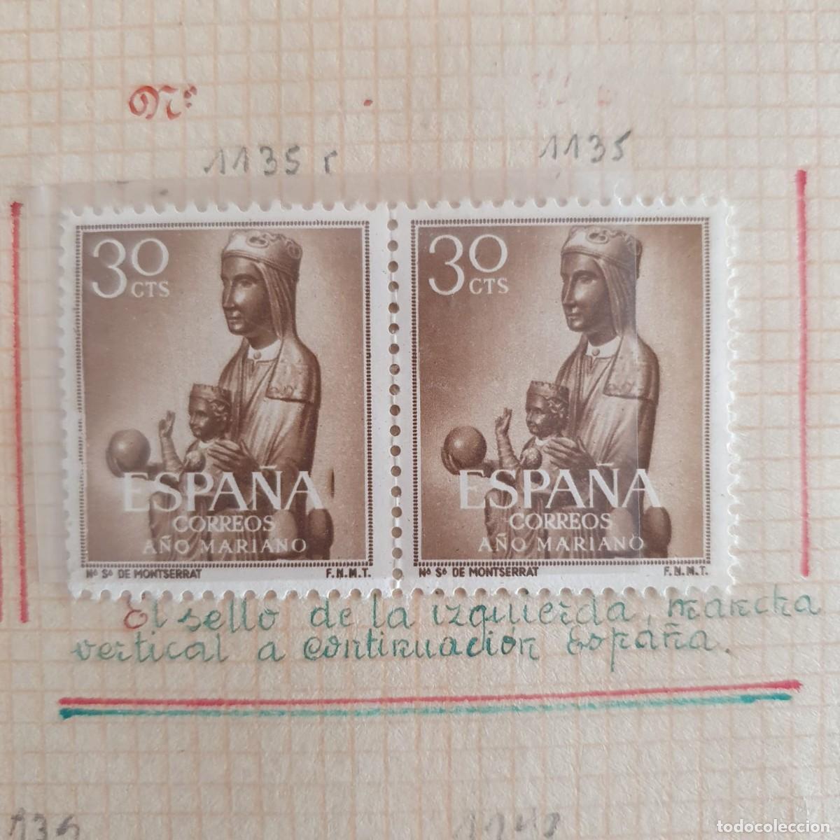 Sellos: PAREJA EDIFIL 1135 * VARIEDAD RAYA VERTICAL ESPA&Ntilde;A 1954