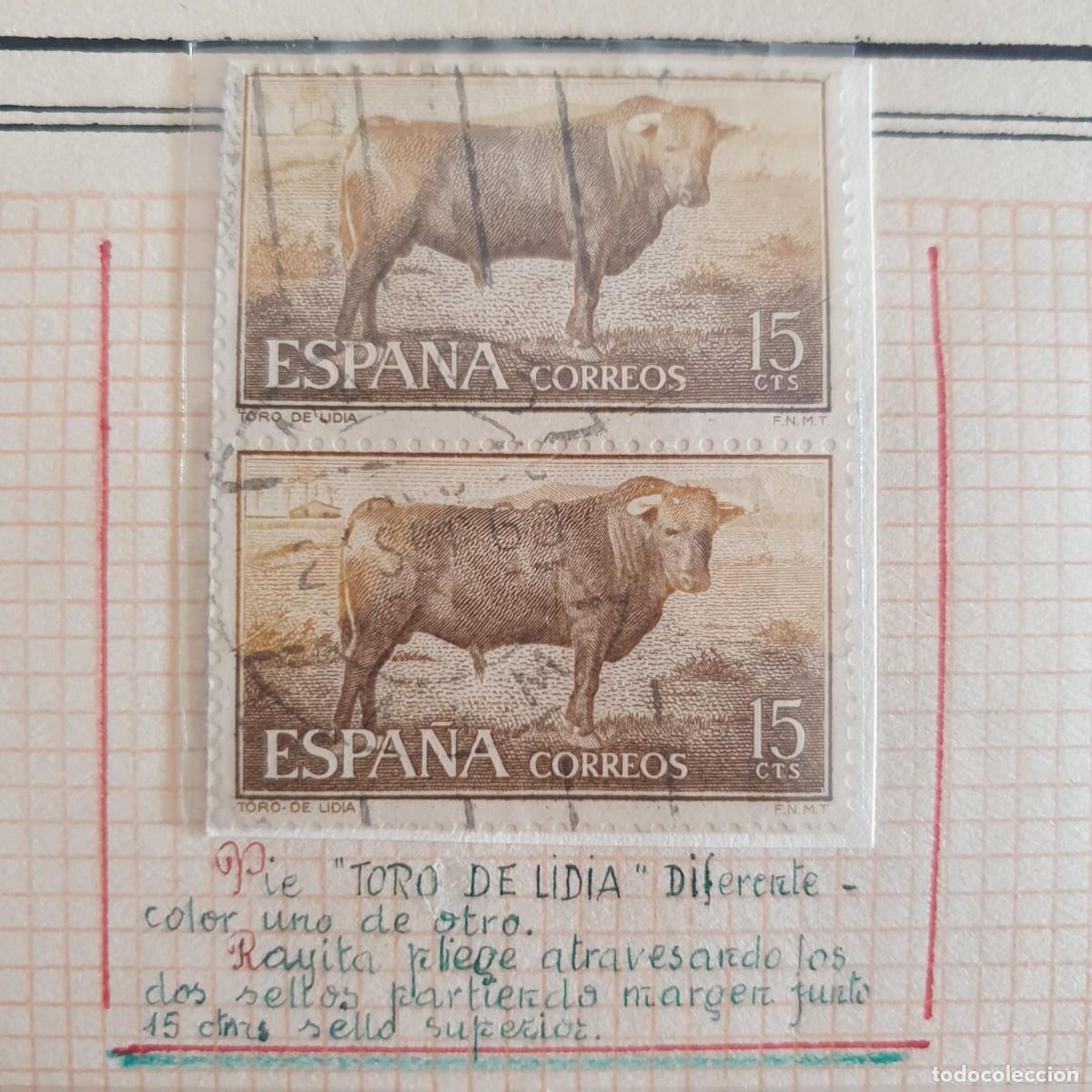 Sellos: PAREJA EDIFIL 1254 VARIEDAD COLOR PIE ESPA&Ntilde;A 1960 USADOS