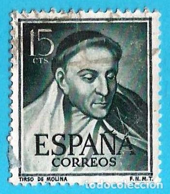 Sellos: Espa&ntilde;a. Spain. 1953. Edifil # 1073. Literatos. Tirso de Molina