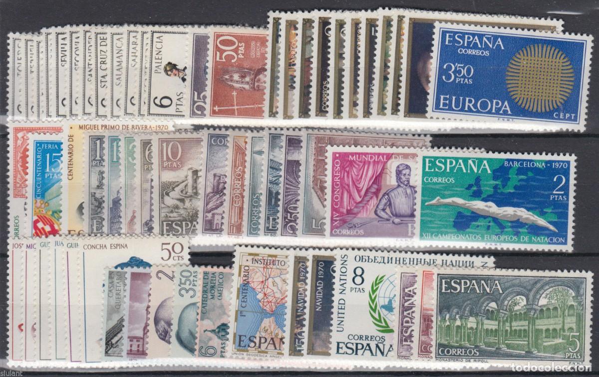 Sellos: Sellos Espa&ntilde;a a&ntilde;o 1970 completo en nuevo sin fijasello