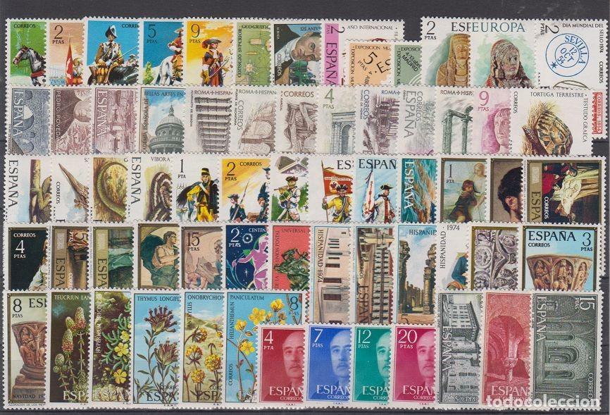 Sellos: Sellos Espa&ntilde;a a&ntilde;o 1974 completo en nuevo sin fijasello