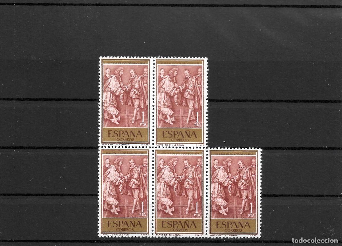 Sellos: Sellos de Espa&ntilde;a A&ntilde;o 1959 Paz de los Pirineos Bloque de 4 + 1 sellos nuevos** n&ordm; Edifil 1249