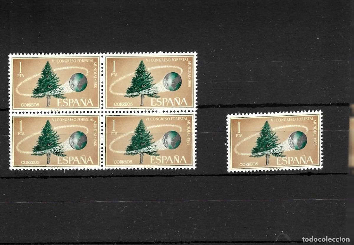 Sellos: Sellos de Espa&ntilde;a A&ntilde;o 1966 Congreso Forestal , bloque de 4 + 1sellos nuevos** N&ordm; Edifil 1736