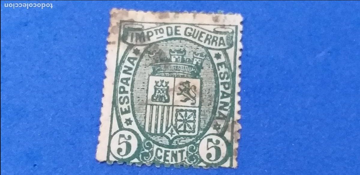Sellos: Sello de Espa&ntilde;a. USADO. Edifil 154. Espa&ntilde;a. A&ntilde;o 1875. Escudo de Espa&ntilde;a. Impuesto de guerra. 5 cts.