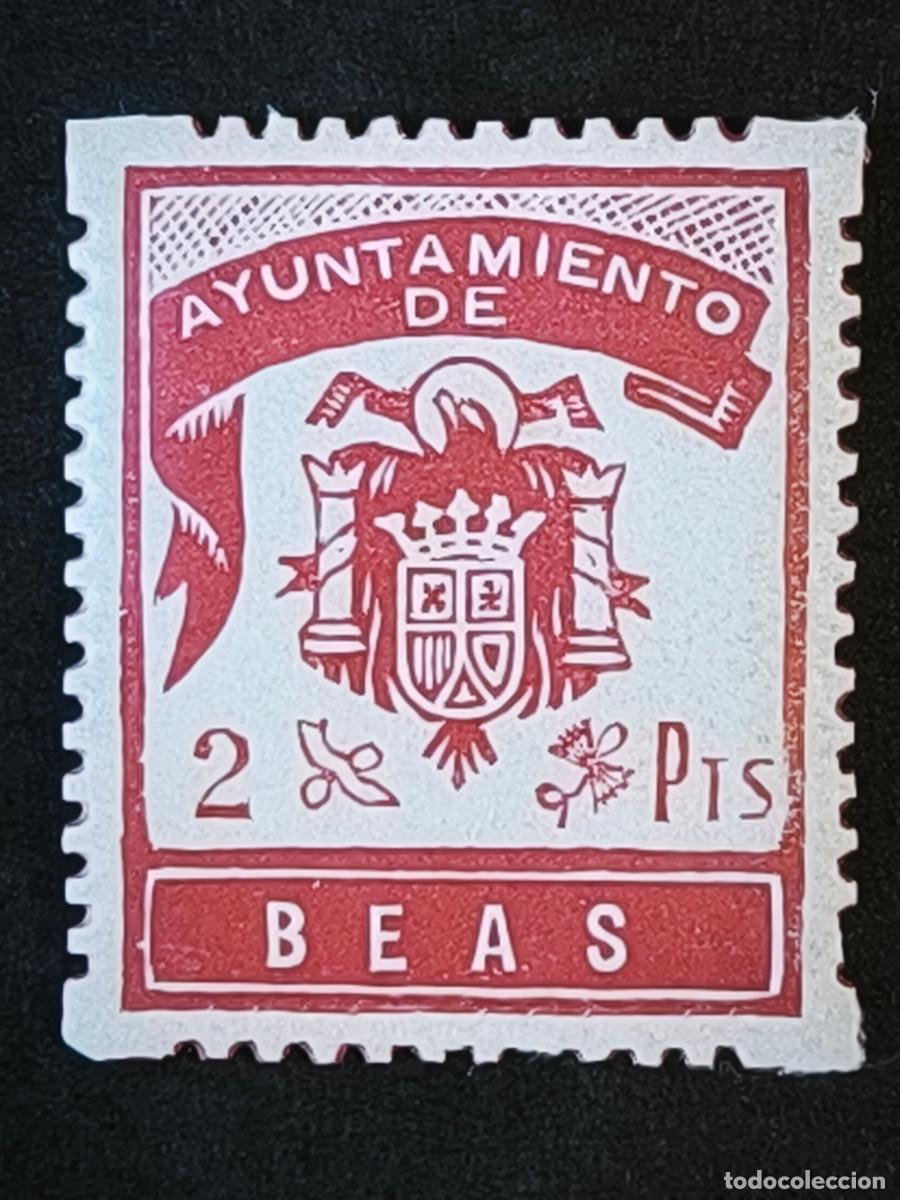 Sellos: Ayuntamiento de Beas 2pts rojo - Sello municipal Vi&ntilde;eta