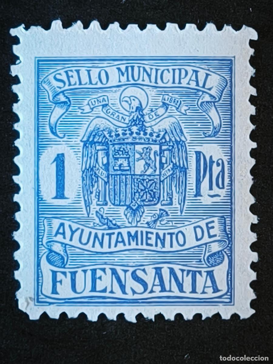 Sellos: Ayuntamiento de Fuensanta, Albacete 1 pta - Sello municipal Vi&ntilde;eta