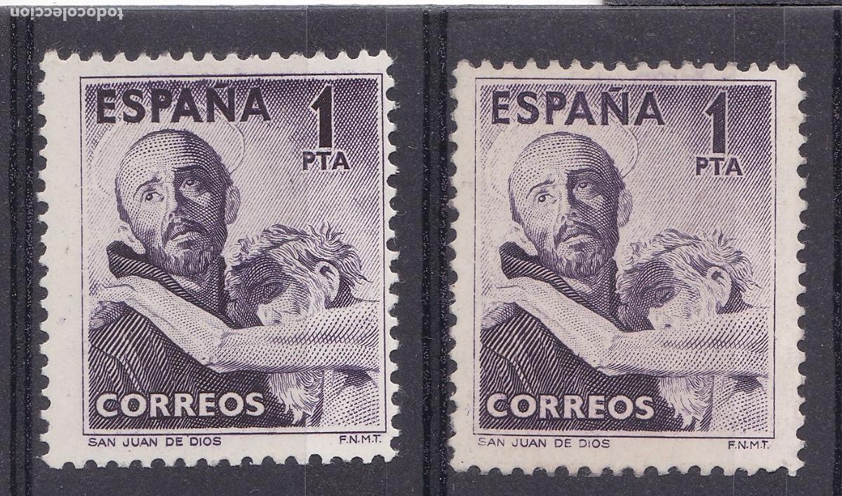 Sellos: AA2- S JUAN de DIOS Edifil 1070 x 2 ** Sin Fijasellos. Variedad COLOR