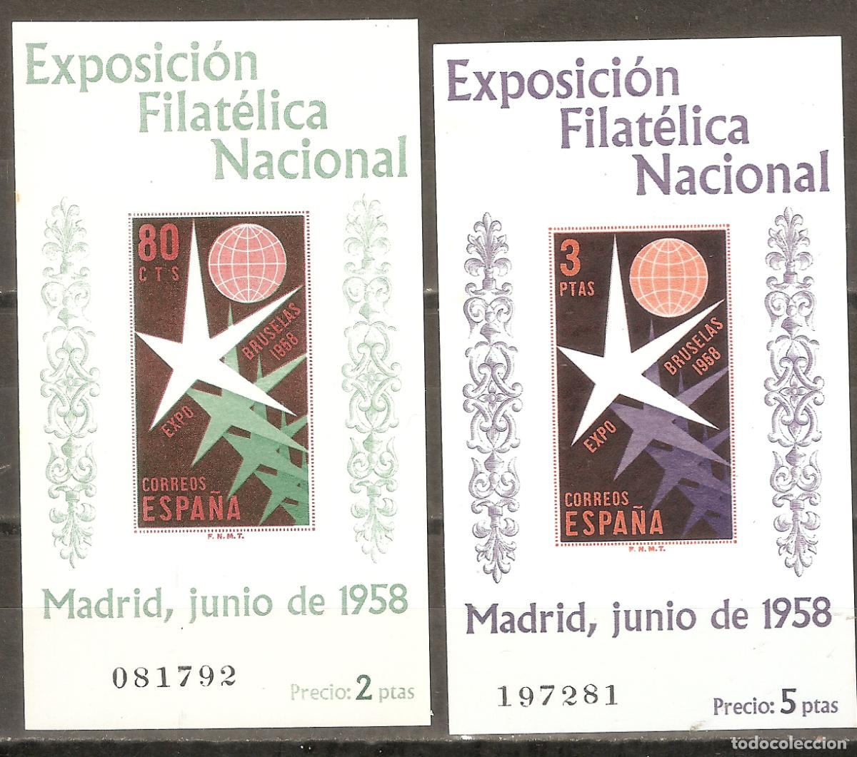 Briefmarken: 1958 HOJITAS DE BRUSELAS EDIFIL 1222/3** SIN FIJASELLOS