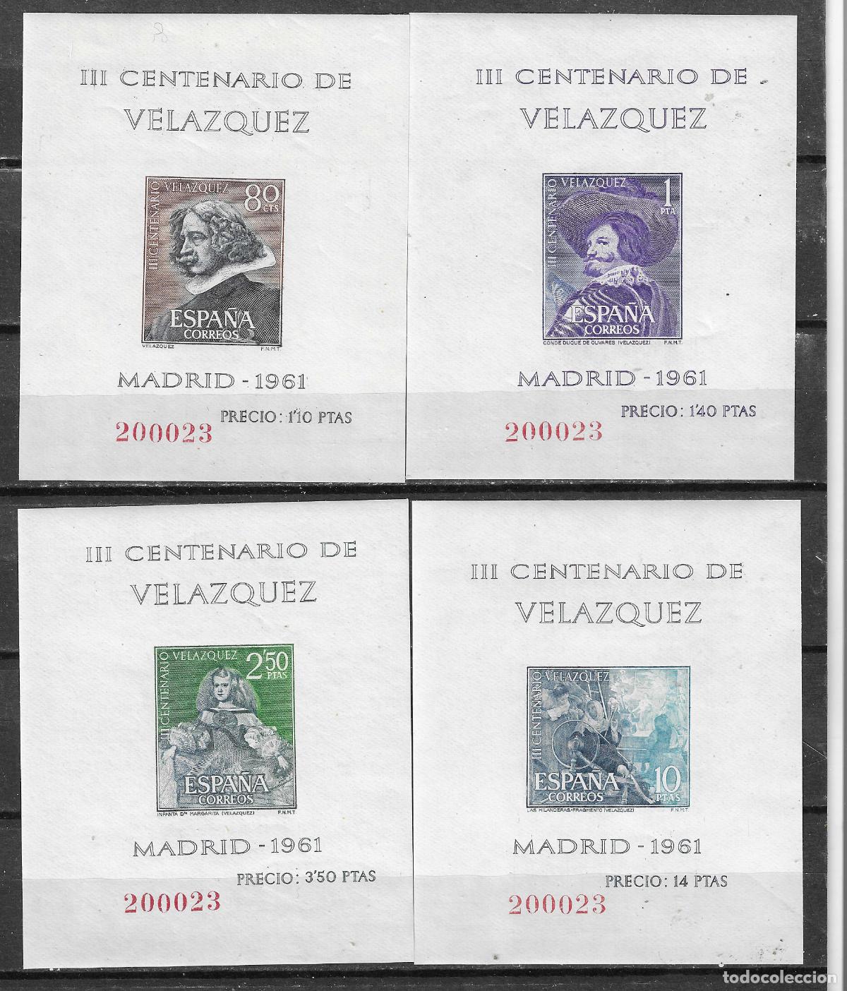 Briefmarken: 1961 HOJITAS DE VELAZQUEZ EDIFIL 1344/7** SIN FIJASELLOS MISMO NUMERO &iexcl;&iexcl;LUJO&iexcl;&iexcl;&iexcl;