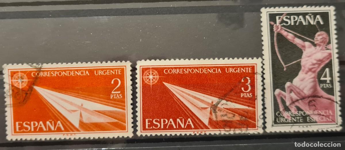 Briefmarken: Serie de sellos de correo urgente usados de Espa&ntilde;a 1956-66