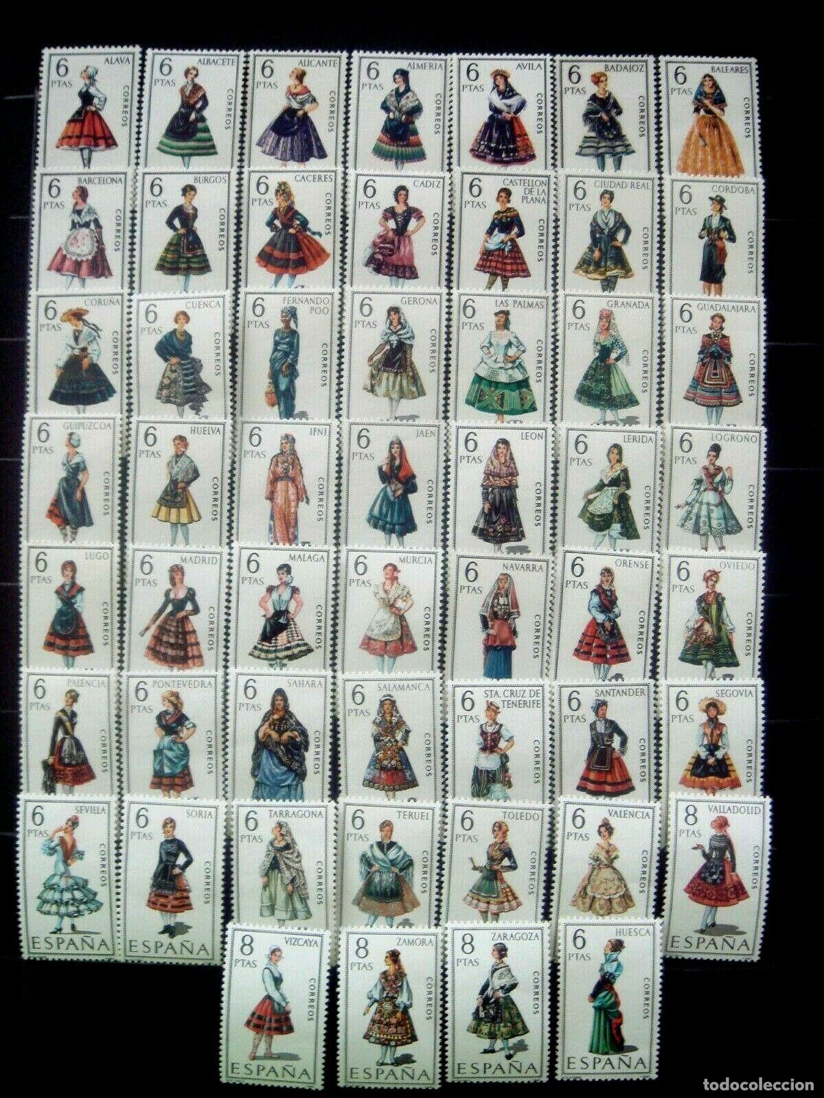Sellos: Sellos Espa&ntilde;a A&ntilde;o 1967/71 serie trajes 53 valores NUEVO sin fijasello Valor cat. 12&euro;