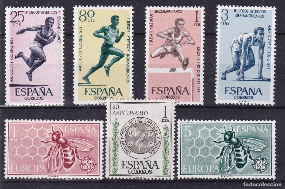 Briefmarken: Sellos Espa&ntilde;a A&ntilde;o 1962 edifil 1448/53 y 62 nuevo sin fijasello Valor cat. 2,75&euro;
