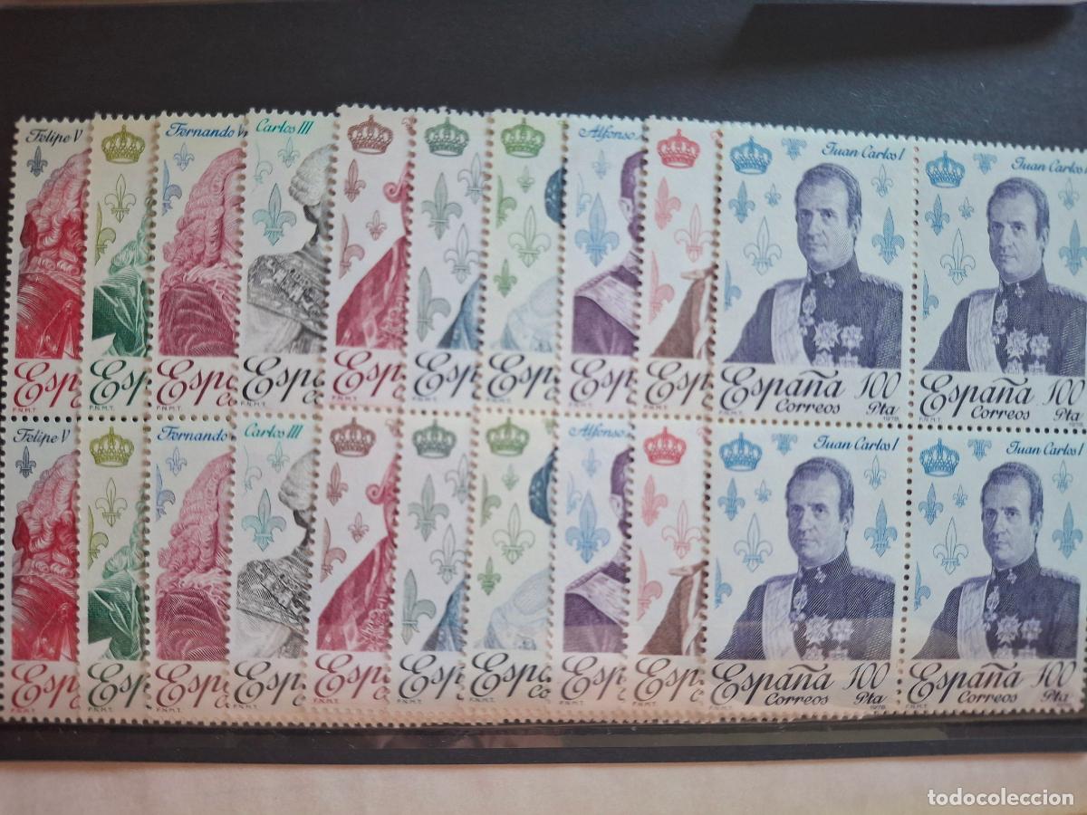 Briefmarken: Sellos Reyes de Espa&ntilde;a casa de Borbon 10 valores bloque de cuatro