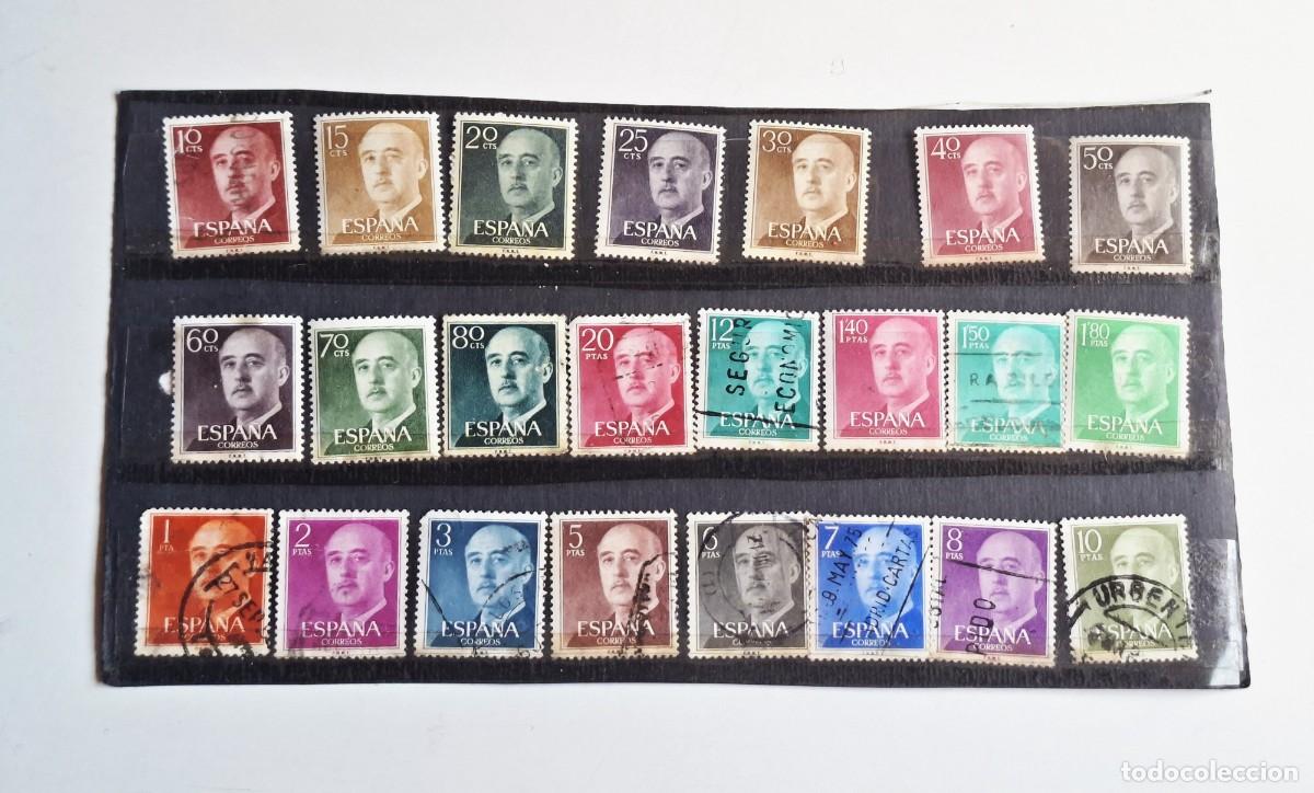 Stamps: LOTE DE SELLOS DE ESPA&Ntilde;A - SERIE BASICA GENERAL FRANCO,CARA AL FRENTE (ANOS 50-60)