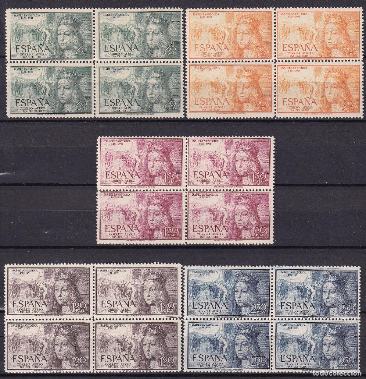 Selos: Sellos Espa&ntilde;a A&ntilde;o 1951 edifil 1097/01 en bloque de cuatro nuevo sin fijasello Valor cat. 212&euro;