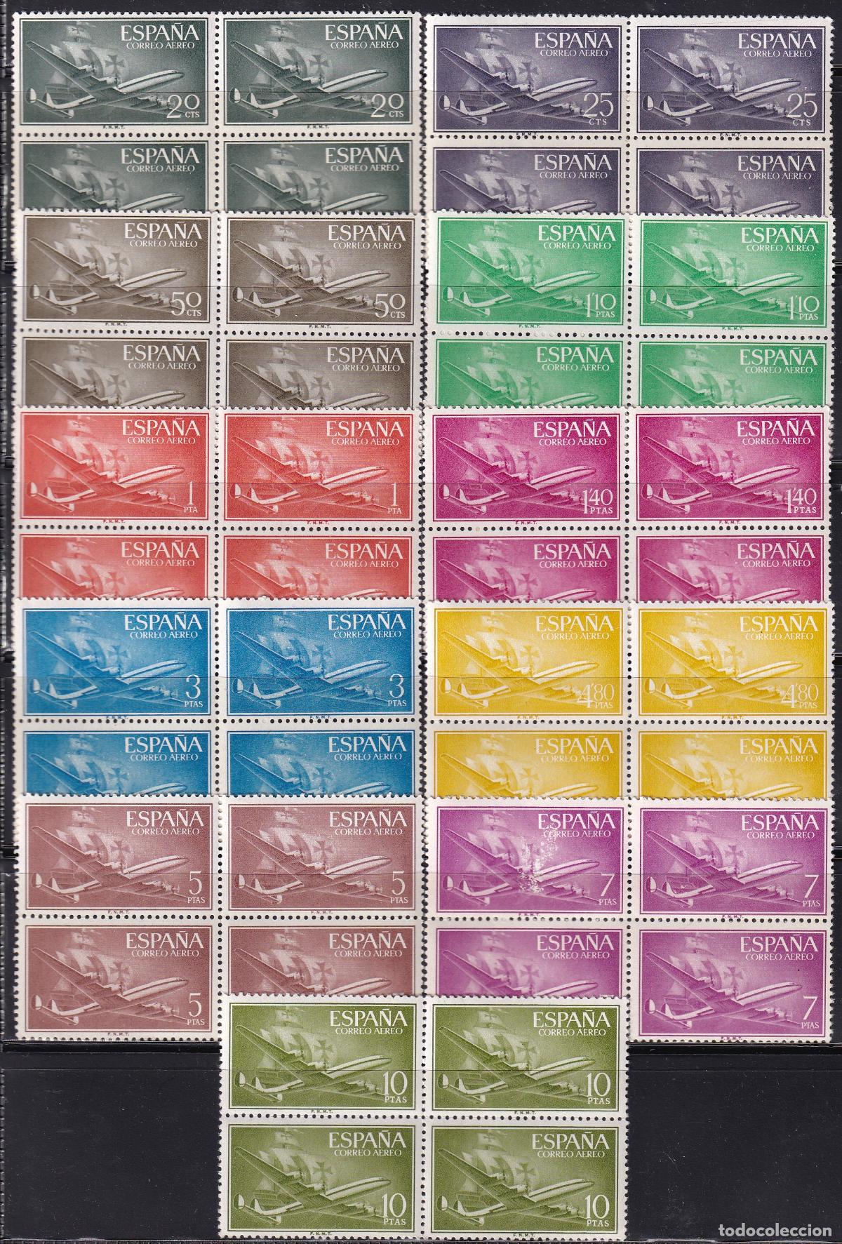 Stamps: Sellos Espa&ntilde;a A&ntilde;o 1955 edifil 1169/79 en bloque de cuatro nuevo sin fijasello Valor cat. 22,60&euro;