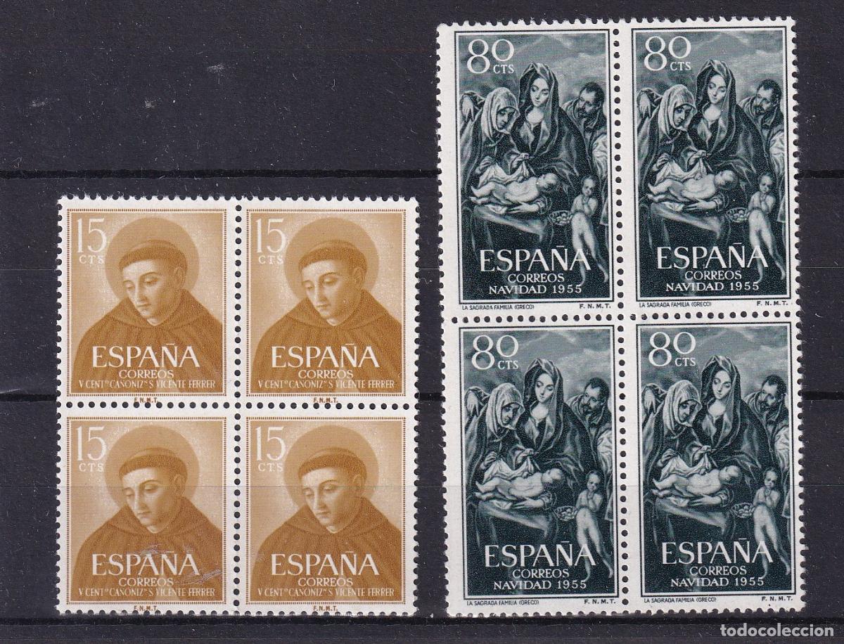 Stamps: Sellos Espa&ntilde;a A&ntilde;o 1955 edifil 1183/84 en bloque de cuatro nuevo sin fijasello Valor cat. 30&euro;