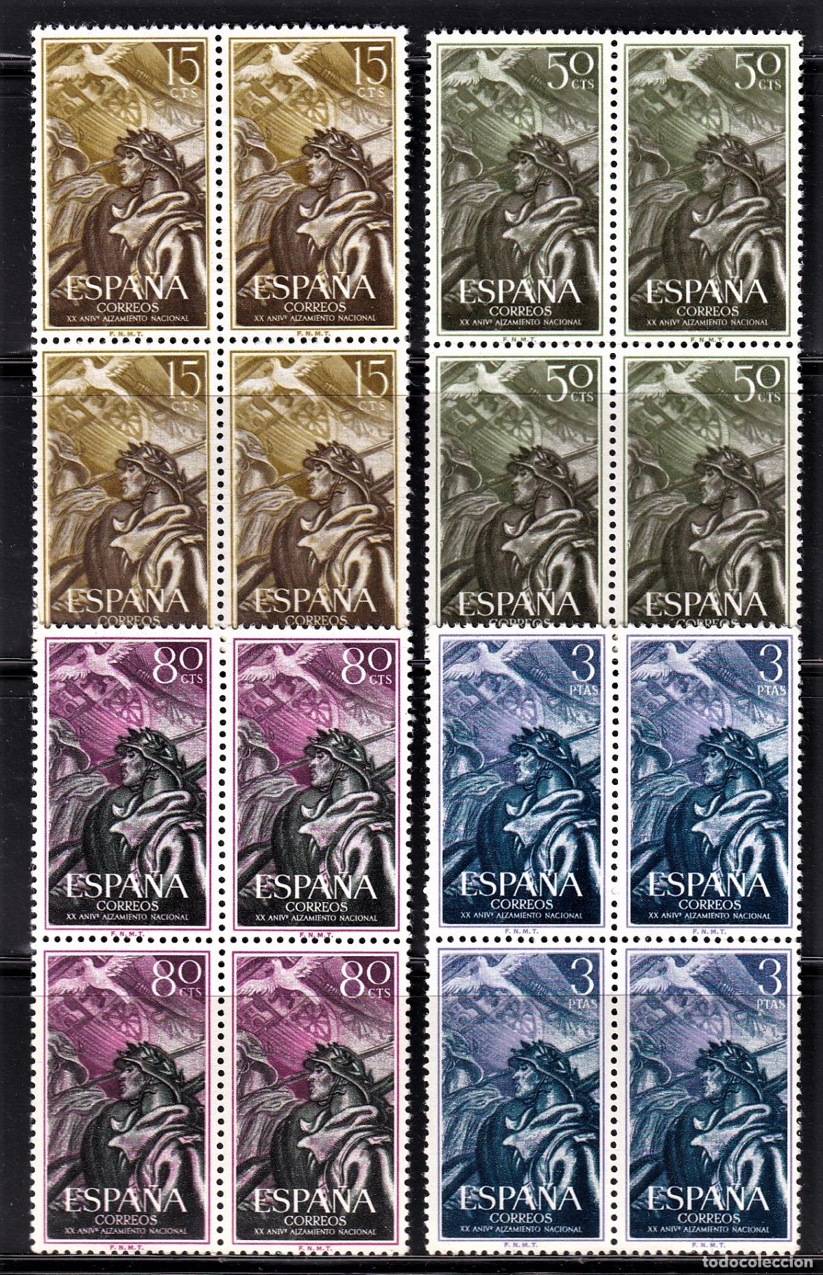 Stamps: Sellos Espa&ntilde;a A&ntilde;o 1956 edifil 1187/90 en bloque de cuatro nuevo sin fijasello Valor cat. 102&euro;