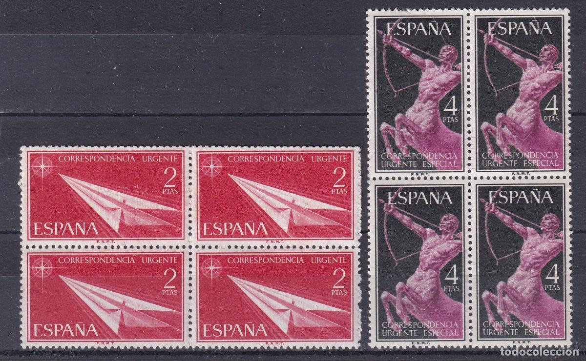 Stamps: Sellos Espa&ntilde;a A&ntilde;o 1956 edifil 1185/86 en bloque de cuatro nuevo sin fijasello Valor cat. 2,00&euro;