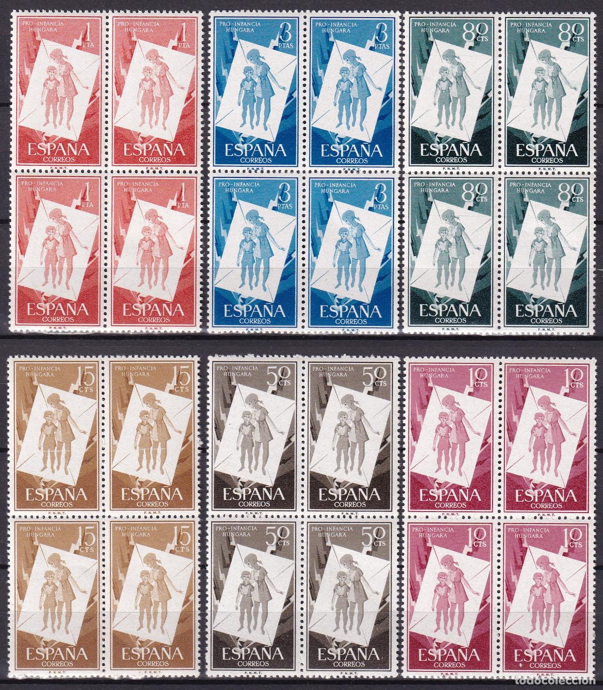 Stamps: Sellos Espa&ntilde;a A&ntilde;o 1956 edifil 1200/05 en bloque de cuatro nuevo sin fijasello Valor cat. 120&euro;