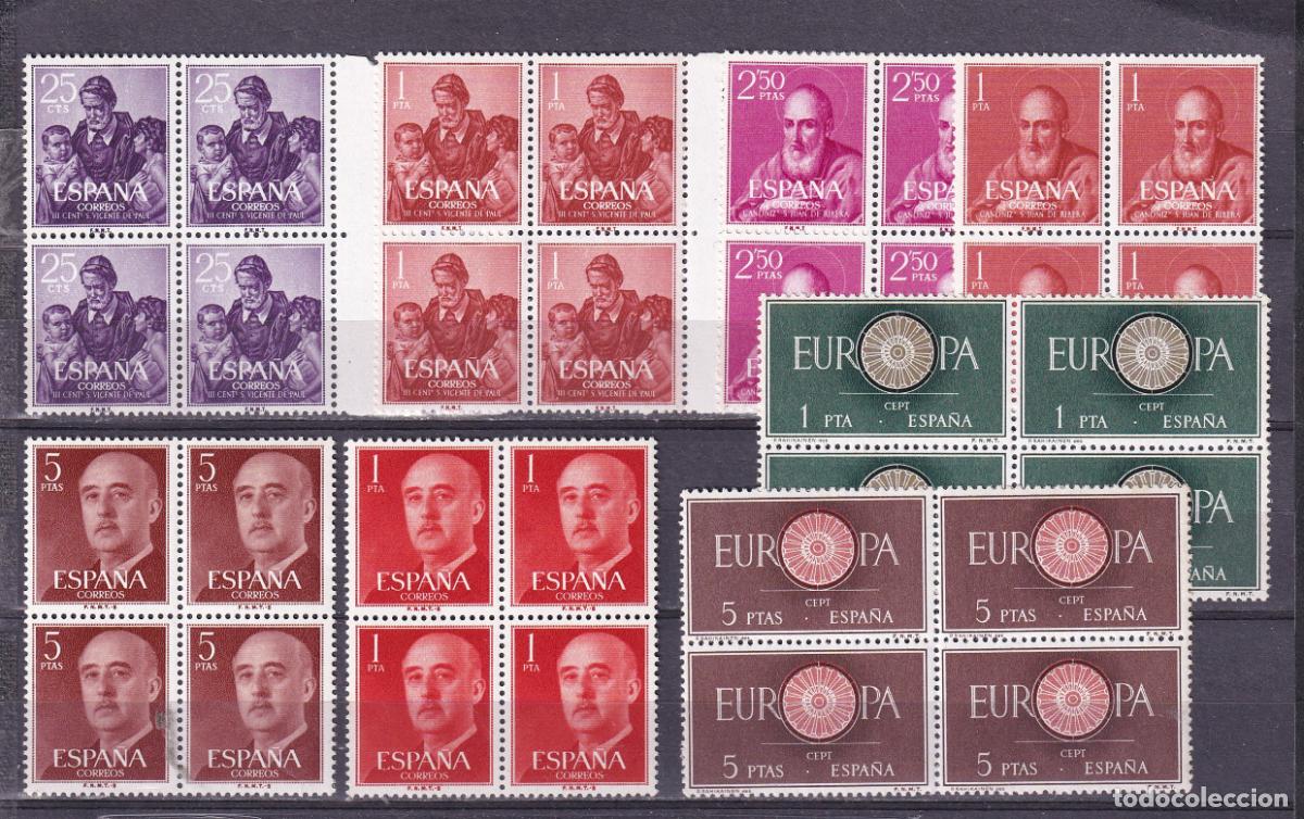 Stamps: Sellos Espa&ntilde;a A&ntilde;o 1960 edifil 1290/97 en bloque de cuatro nuevo sin fijasello Valor cat. 25,80&euro;