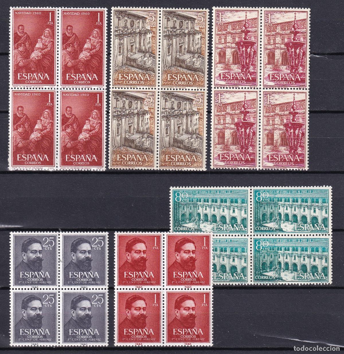 Stamps: Sellos Espa&ntilde;a A&ntilde;o 1960 edifil 1320/25 en bloque de cuatro nuevo sin fijasello Valor cat. 16,60&euro;