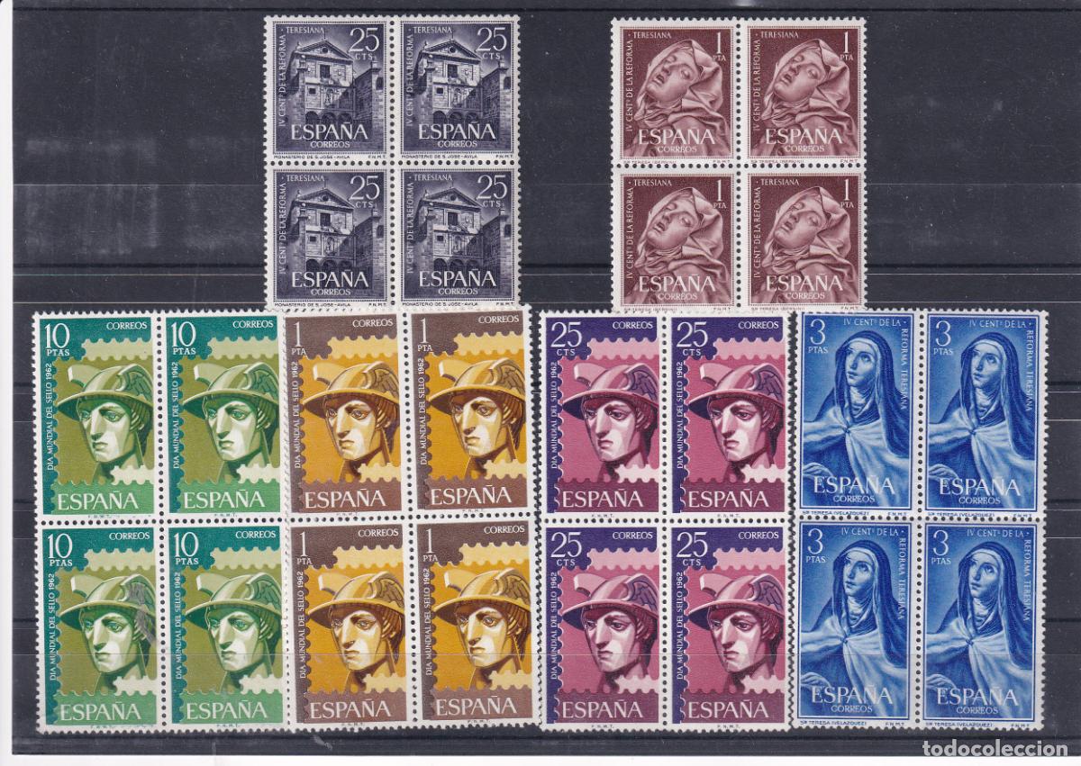 Stamps: Sellos Espa&ntilde;a A&ntilde;o 1962 edifil 1428/33 en bloque de cuatro nuevo sin fijasello Valor cat. 17,20&euro;