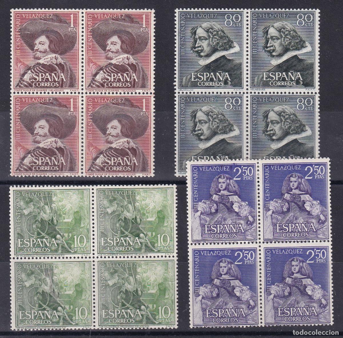 Stamps: Sellos Espa&ntilde;a A&ntilde;o 1961 edifil 1340/43 en bloque de cuatro nuevo sin fijasello Valor cat. 84,00&euro;