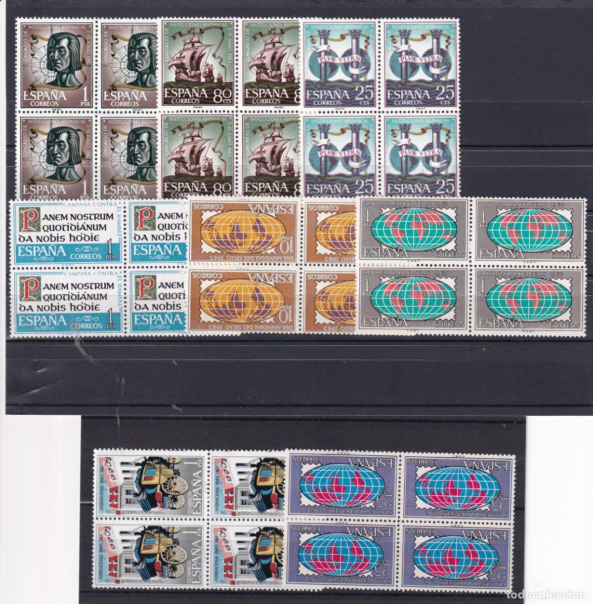 Stamps: Sellos Espa&ntilde;a A&ntilde;o 1963 edifil 1508/15 en bloque de cuatro nuevo sin fijasello Valor cat. 12,40&euro;