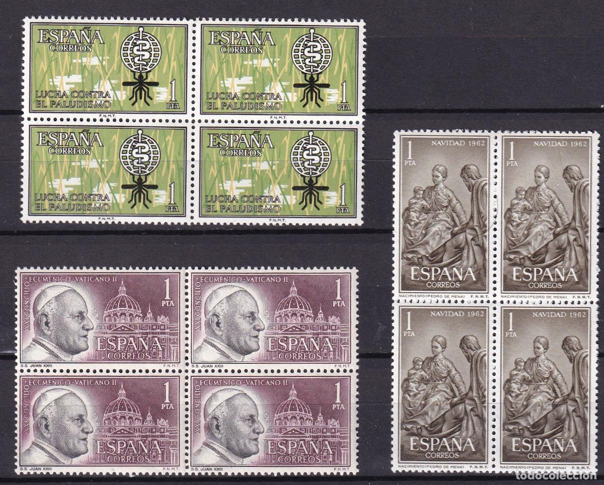 Stamps: Sellos Espa&ntilde;a A&ntilde;o 1962 edifil 1478/80 en bloque de cuatro nuevo sin fijasello Valor cat. 3,00&euro;