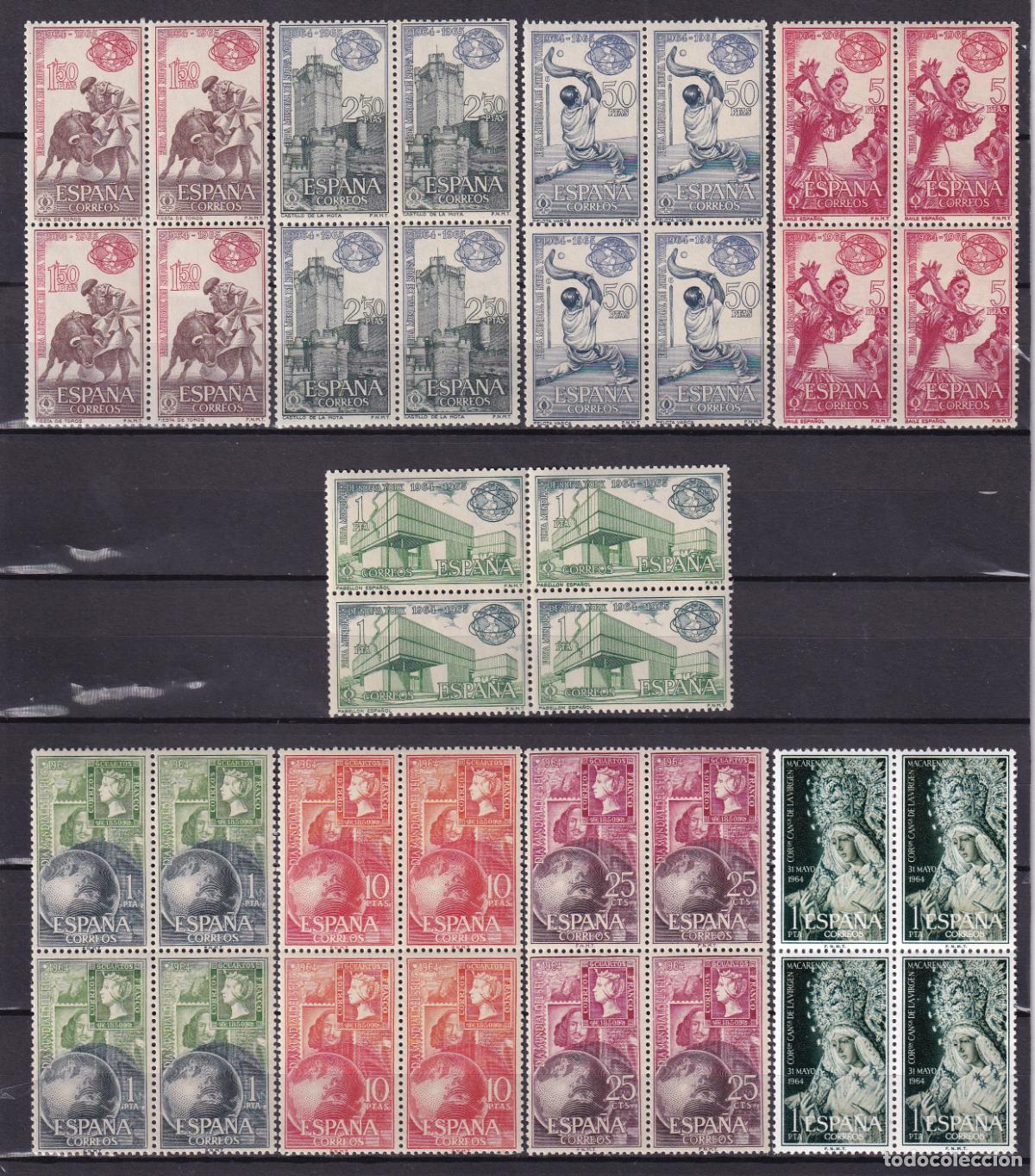 Stamps: Sellos Espa&ntilde;a A&ntilde;o 1964 edifil 1590/98 en bloque de cuatro nuevo sin fijasello Valor cat. 11,40&euro;