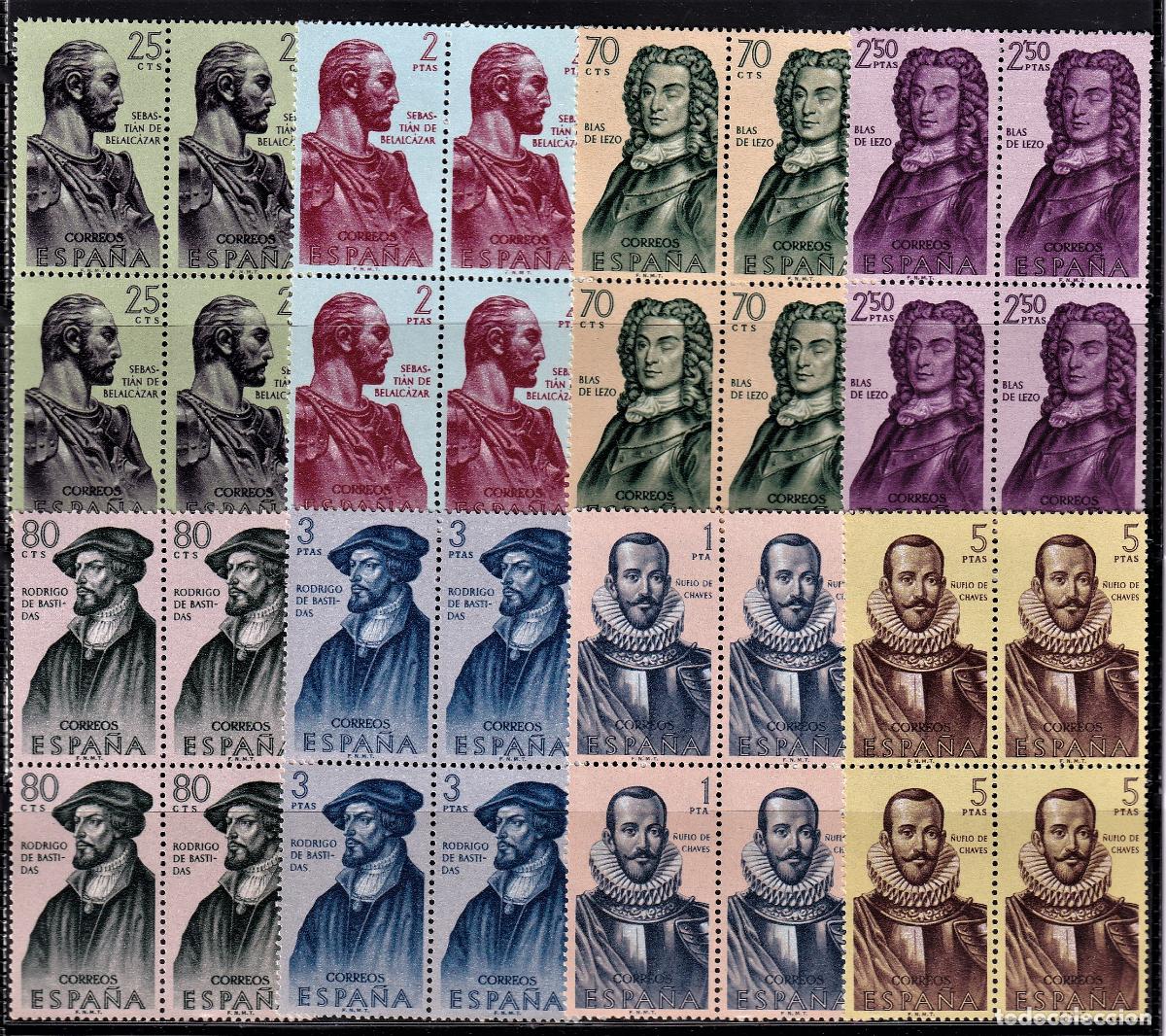 Stamps: Sellos Espa&ntilde;a A&ntilde;o 1961 edifil 1374/81 en bloque de cuatro nuevo sin fijasello Valor cat. 46,00&euro;