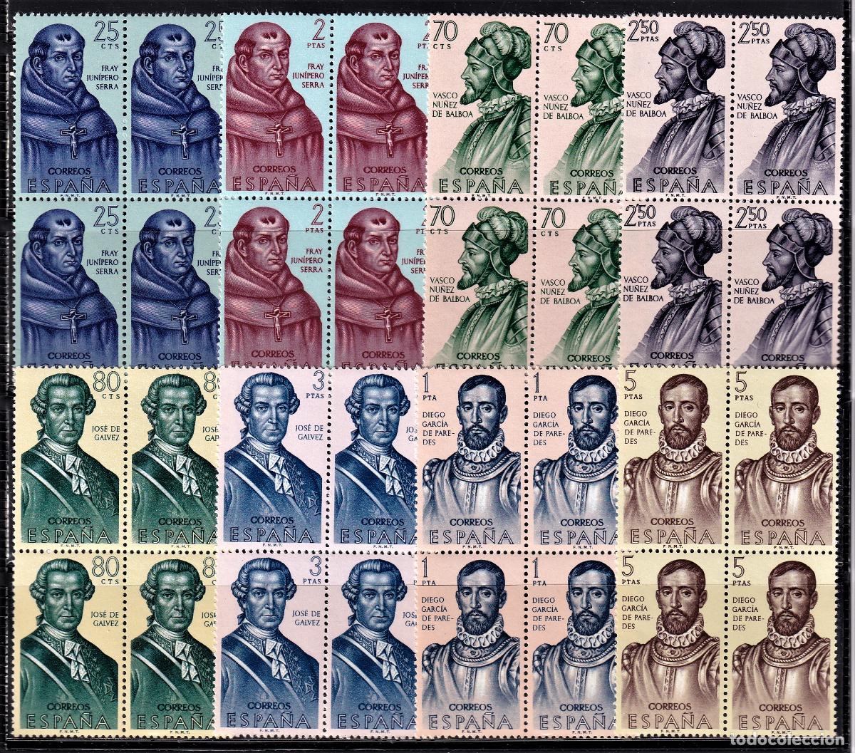 Stamps: Sellos Espa&ntilde;a A&ntilde;o 1963 edifil 1526/33 en bloque de cuatro nuevo sin fijasello Valor cat. 47,00&euro;