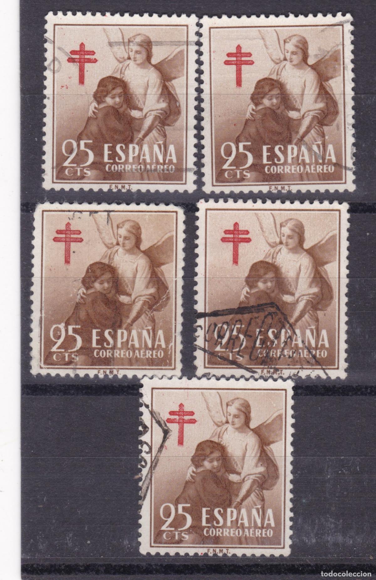 Sellos: AA20-TUBERCULOSOS A&eacute;reo Edifil 1123 x 5 Sellos Usados. LUJO (4) + 50 euros