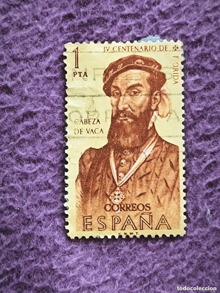 Francobolli: Sello Espa&ntilde;a Correos 1 Pta &ndash; Cabeza De Vaca, IV Centenario De Florida (F.N.M.T.)