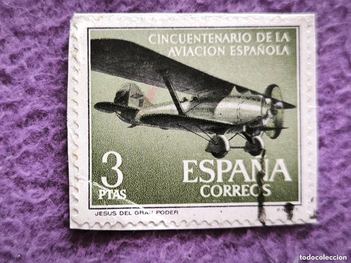 Stamps: Espa&ntilde;a 3 Ptas 1964 50 Aniversario Aviaci&oacute;n Espa&ntilde;ola Sello Avi&oacute;n Correos