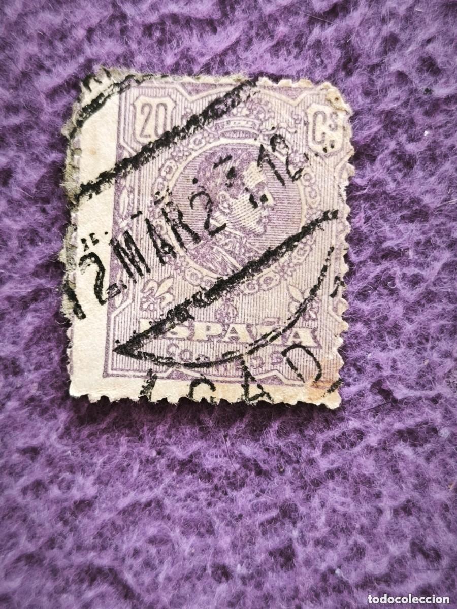 Francobolli: Sello Espa&ntilde;a Alfonso XIII Medall&oacute;n 20 Cts Violeta Correos 1912 Filatelia Cl&aacute;sica