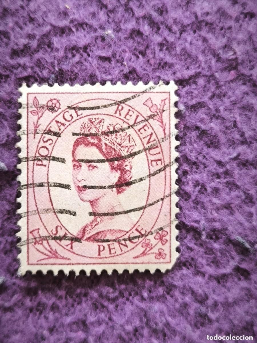 Stamps: Sello Reino Unido 6 Peniques Reina Isabel II Queen Elizabeth II Filatelia Brit&aacute;nica