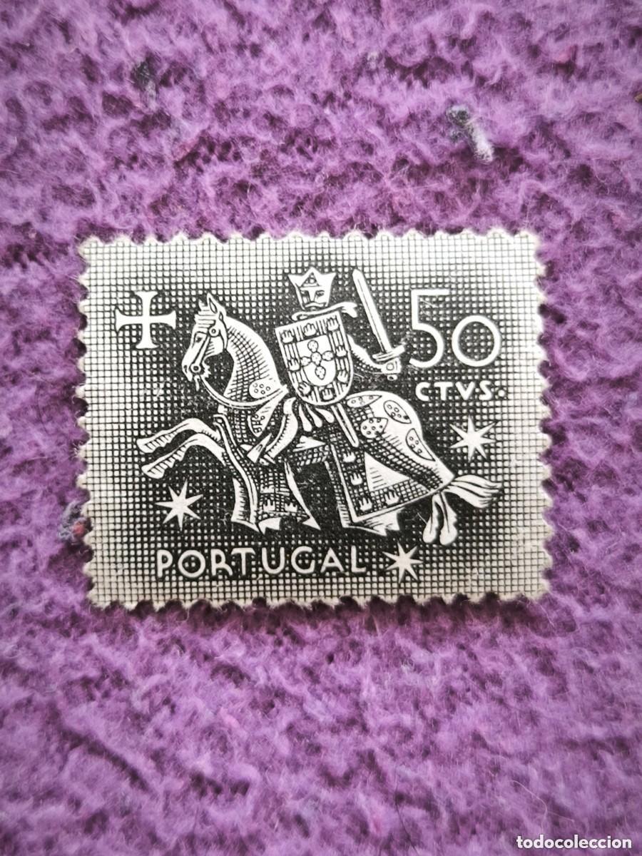 Stamps: Sello Portugal 50 Centavos Caballero Medieval Escudo Nacional Filatelia Cl&aacute;sica