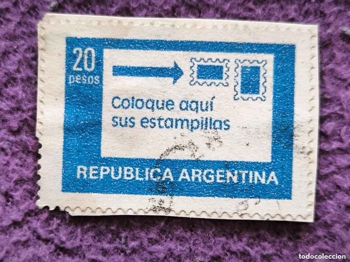 Stamps: Sello Rep&uacute;blica Argentina 20 Pesos Instrucciones Para Colocar Estampillas Filatelia