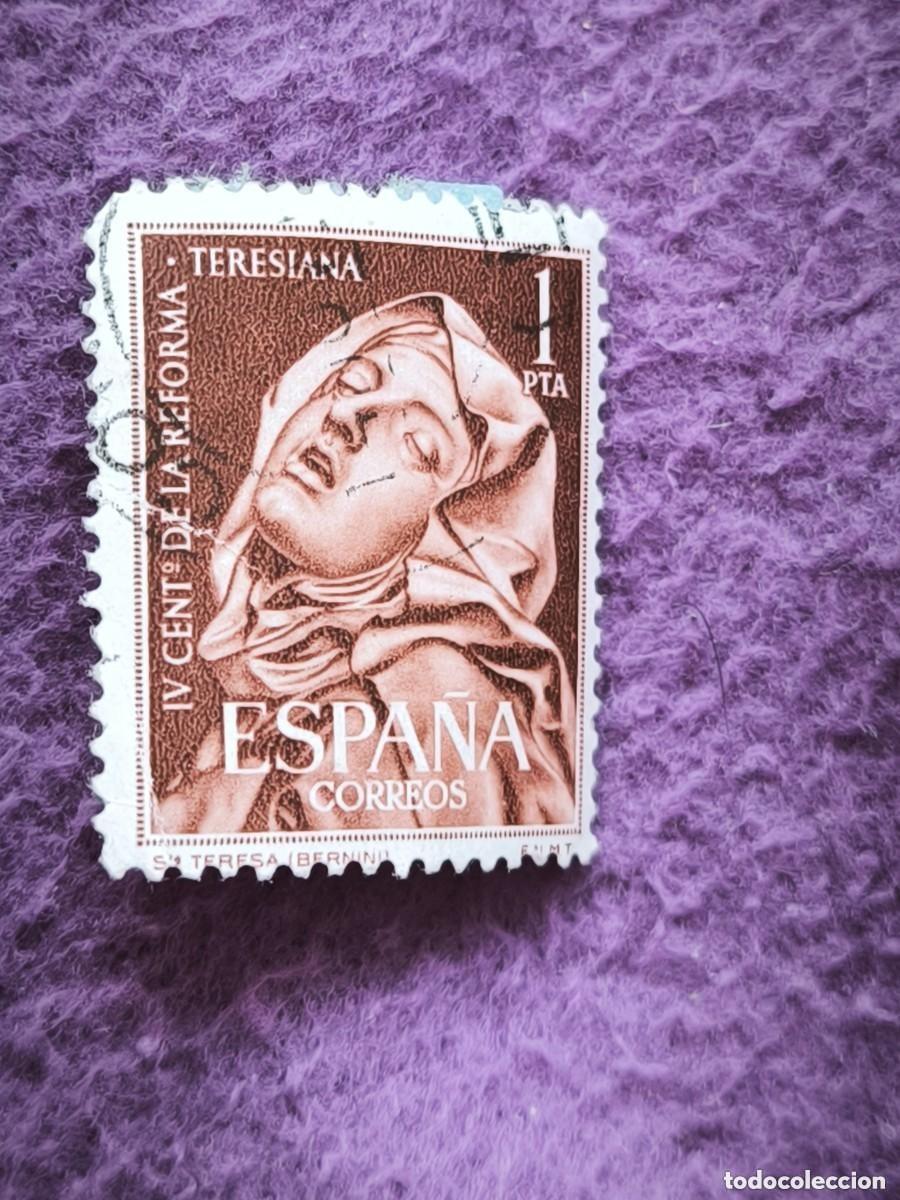Stamps: Sello Espa&ntilde;a 1 Peseta IV Centenario Reforma Teresiana Santa Teresa Bernini
